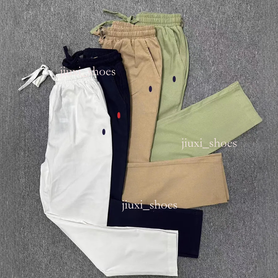 Hot sale Polo Men's Pants Cotton Linen Classic Pony Embroidered Designer Polo Pants Summer Thin Fashion Sports Casual Mens Straight Leg Long Trousers 24f