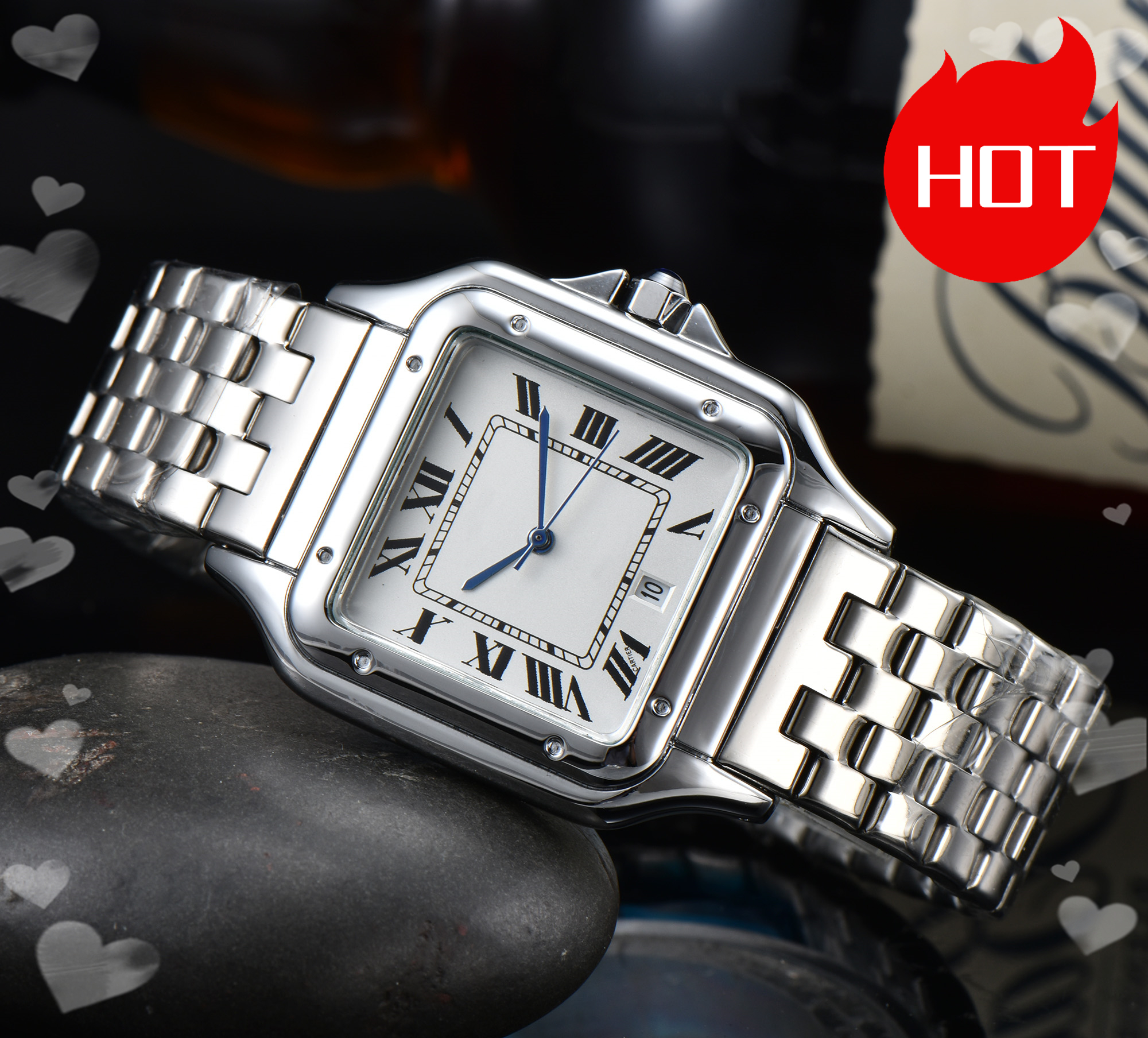 Mens women SANTOSity Watches 2026 quartz Automatic Movement Watch womens men Wristwatches waterproof Luminous montre de luxe #437