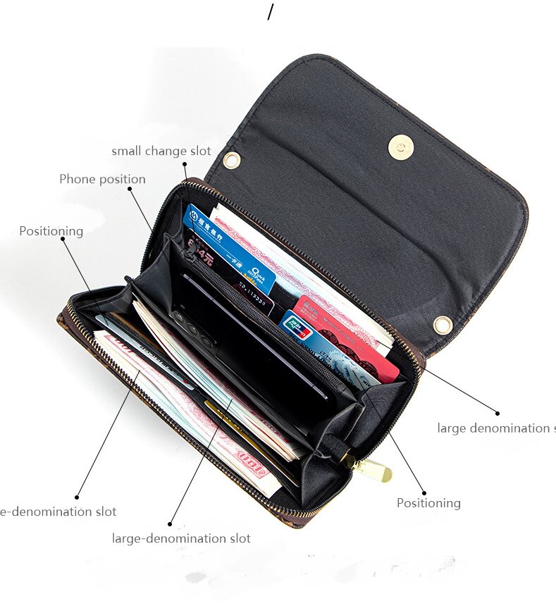 Ladies handbag, fashion letter-printed coin purse, large-capacity phone wristlet, high-quality shoulder underarm crossbody bag, multifunctional luxury