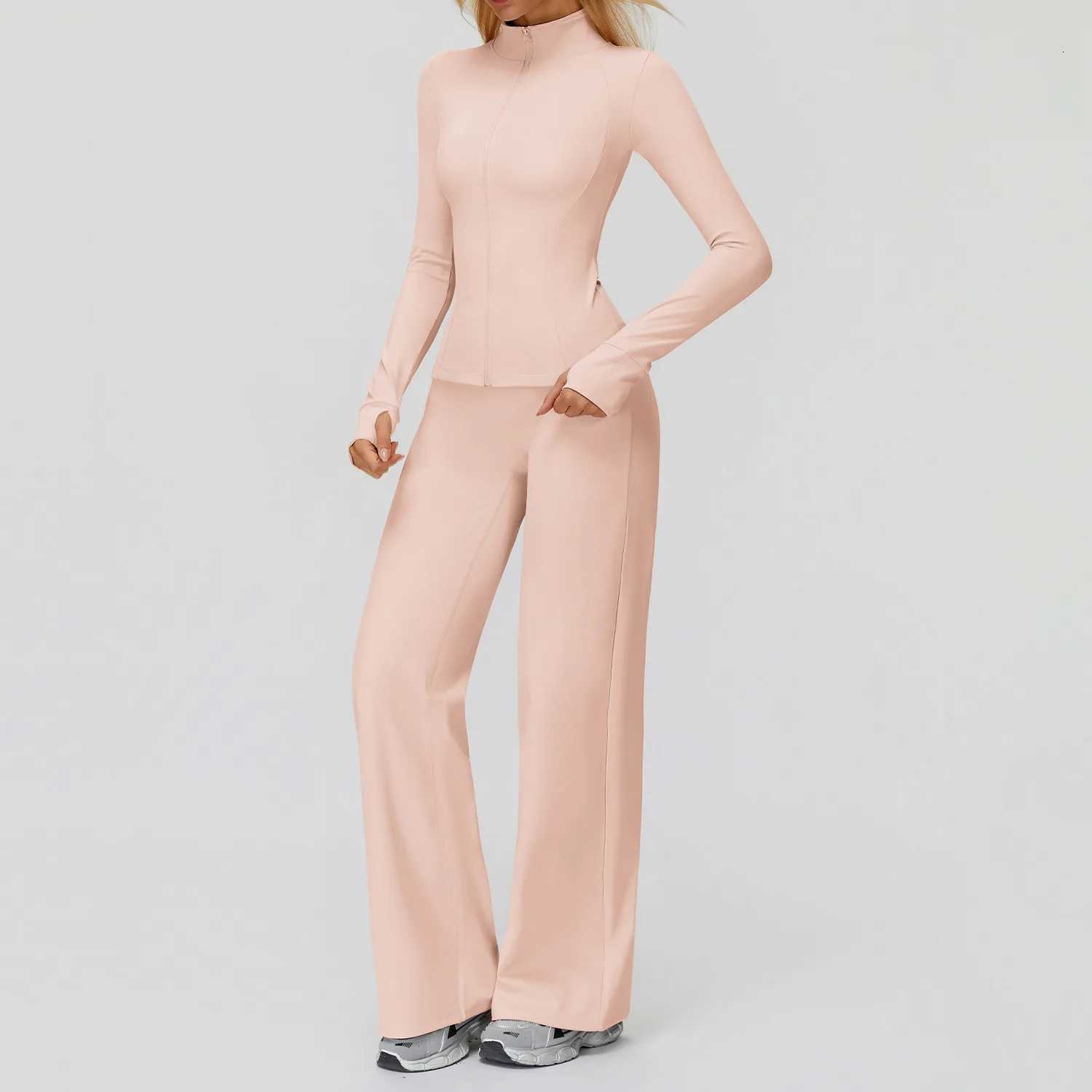 2PCS Yoga Set Workout Sets Women Sportswear Gym Clothing Fitness Zipper Long Sleeve High Waist Leggings Sports Suits Yoga Suitt251219