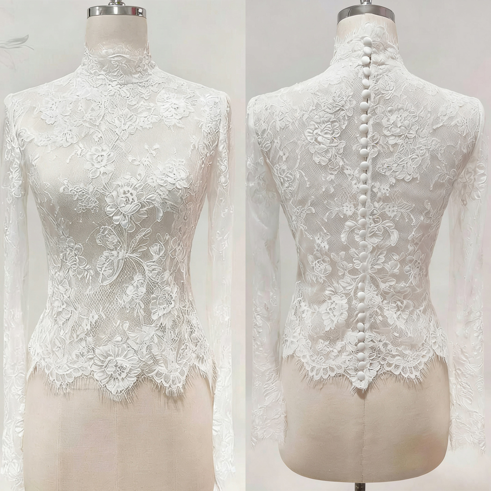 Bridal Jaket Wedding Wraps Top Woman Boleros Party Long Sleeve Lace Accessories Covers Shoulders for Party Customized