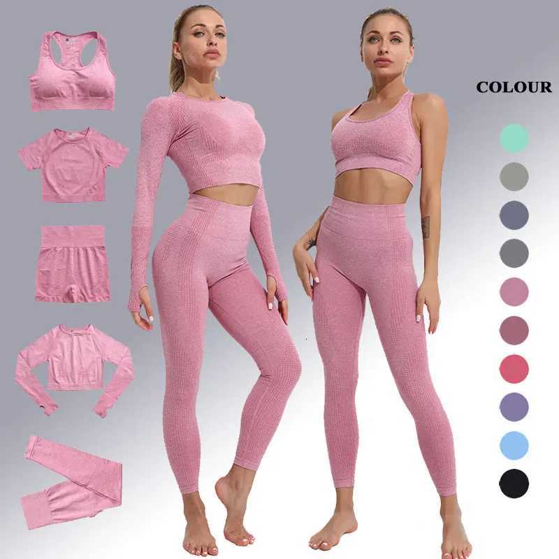 Seamless Yoga Set Women Sports Bra High Waist Push Up Leggings Long Sleeve Crop Top Gym Suits Workout Sportswear Fitness Outfitt251219