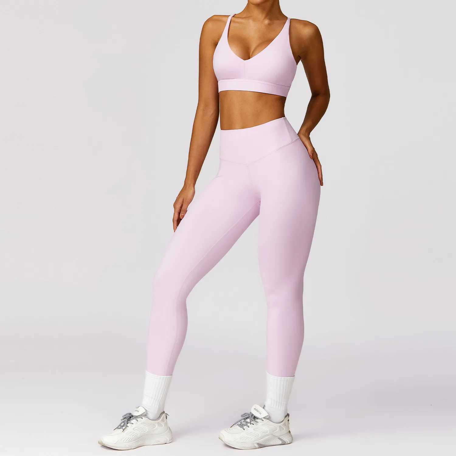 Yoga Set 2 Pieces Women Tracksuits Workout Sportswear Gym Clothing Fitness Long Sleeve Crop Top High Waist Leggings Sports Suitst251219