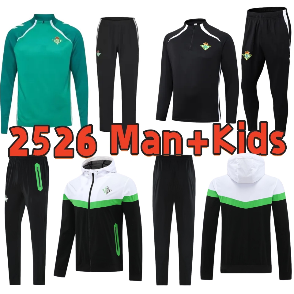 2025 2026 real Betis Football tracksuit soccer jersey men JOAQUIN camiseta Juanmi CANALES Fekir 25 26 Half zipper real Betis football training suit man child set
