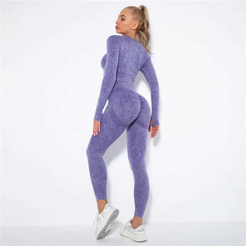 Seamless Yoga Set Gym Clothes Womens Sportswear Yoga Suits Women Fitness Set Tracksuits Sports Outfits Long Sleeve Gym Leggingst251219