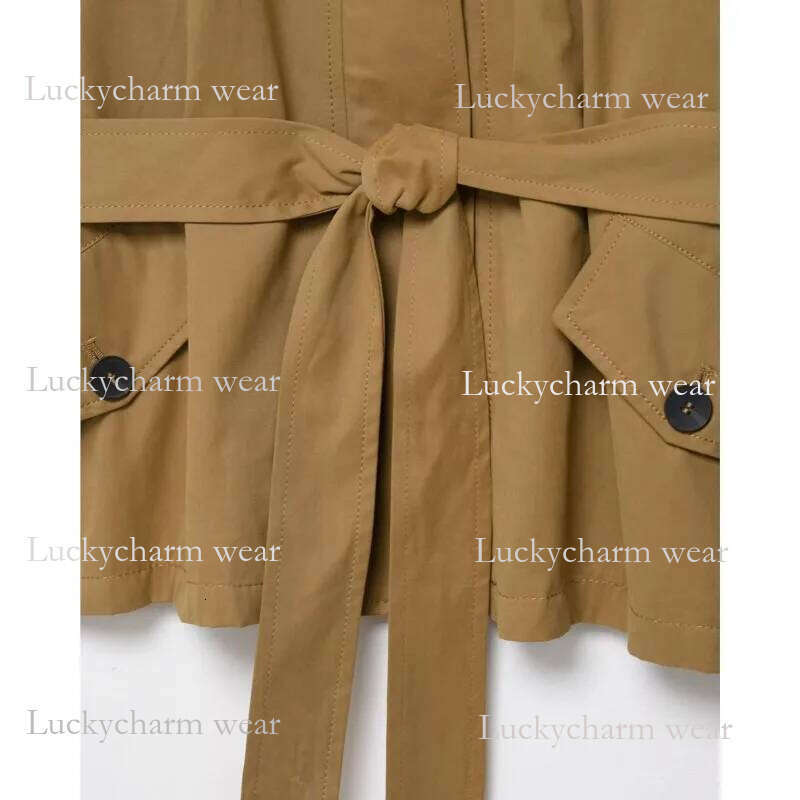 Hipseam Mid Waist Pants Set Women Casual Autumn High Collar Short Trench Coat Shorts Button Skort Female Outfit