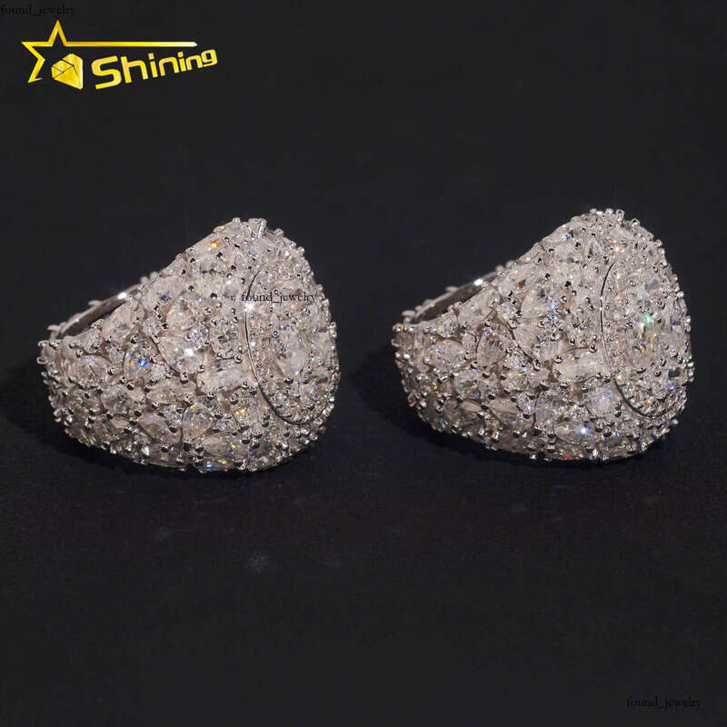 New Arrival Iced Out Fancy Cut Cluster Lab Silicon Hip Hop 925 Sterling Silver Fashion Jewelry Men's VVS Moissanite Ring