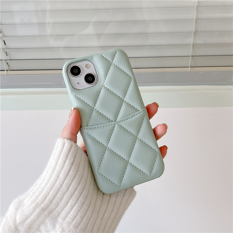 iPhone 17 Pro Max Chanel Style 3D Quilted Pattern Compatible with Apple 16 Lychee Texture 15 Leather 14 Card Slot Hard Case
