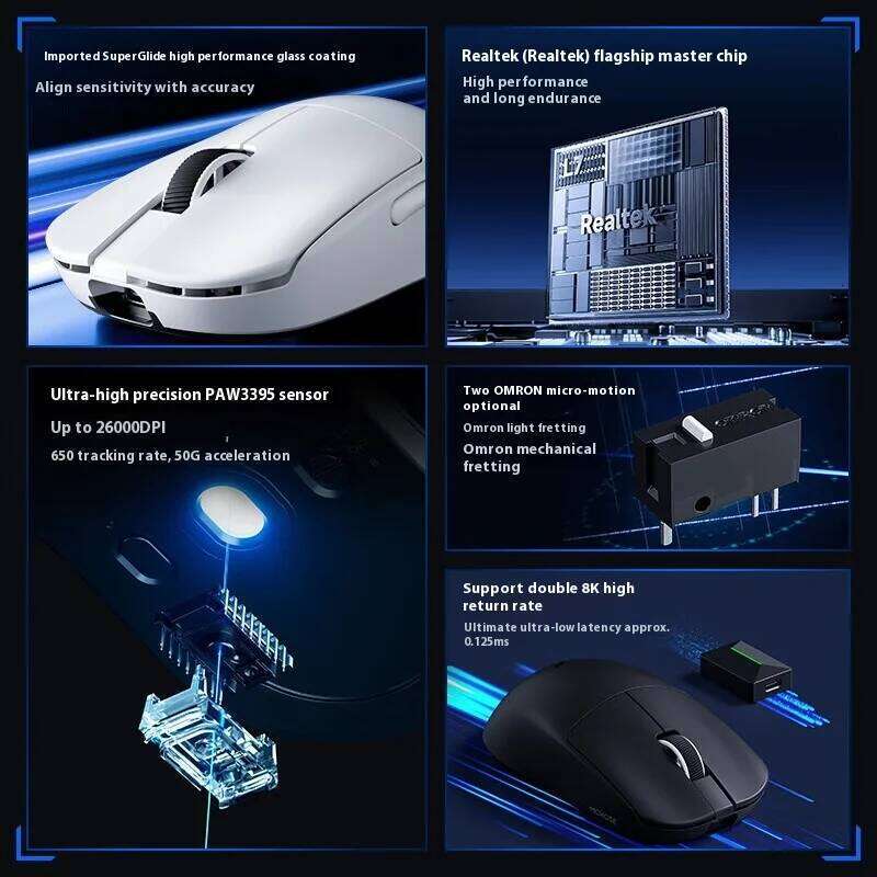 Official MCHOSE L7 Ultra Wireless Gaming Mouse PAW3950 E-Sport Sensor Realtek Flagship Master TOPSPEED 8K Polling Rate 39g Mice 25L1219