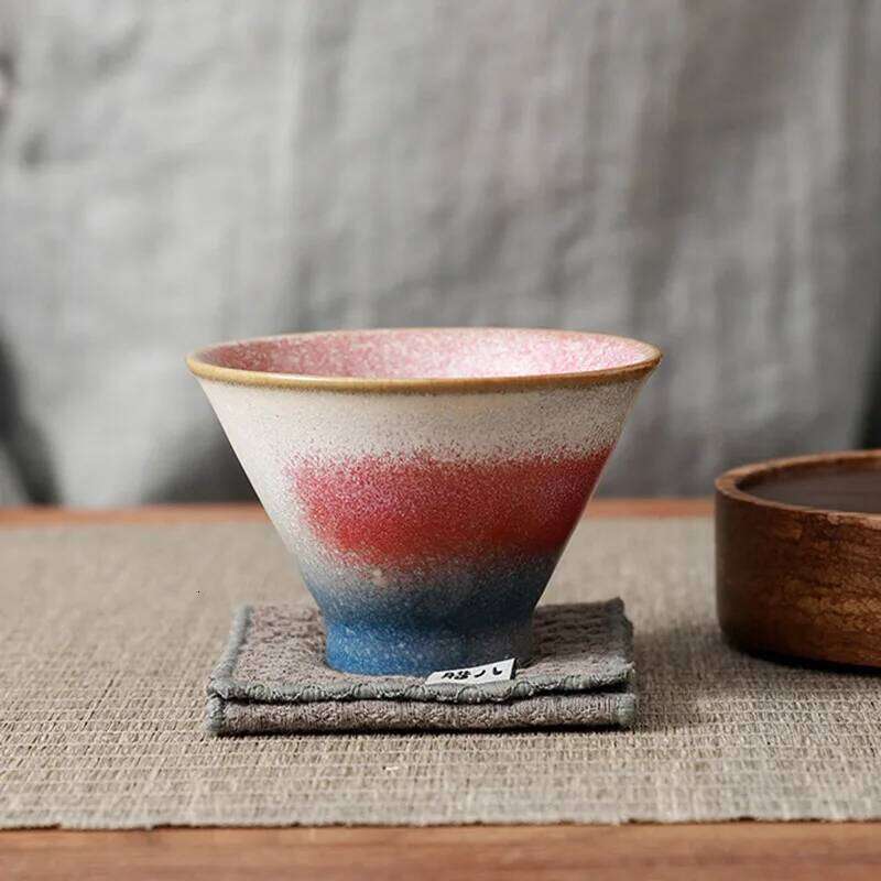 Japanese Seto Yaki Bowl Iron Rich Clay Rainbow Crystalline Glaze Handmade Ceramic Tenmoku Chawan for Matcha Tea Ceremony 25L1219