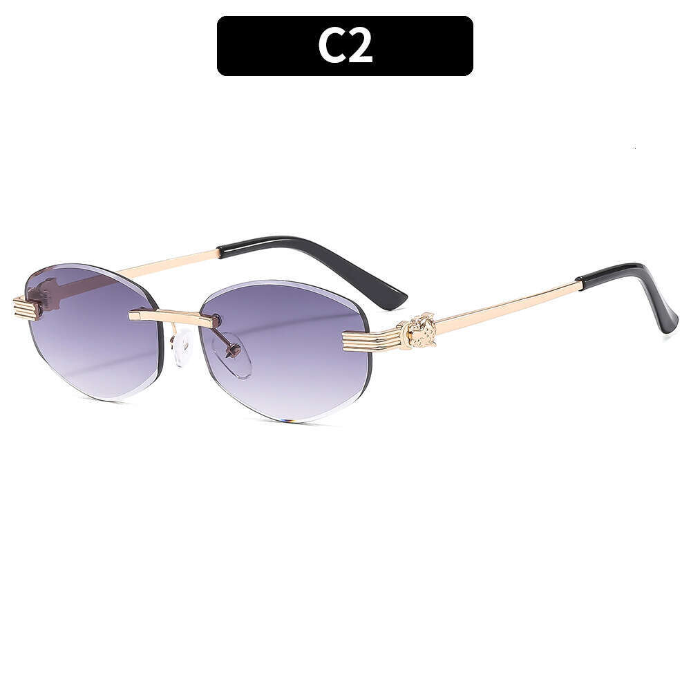 Sunglasses designer sun glasses Fashion New Frameless Irregular Leopard Personality High-end Versatile Trendy Men's Glasses