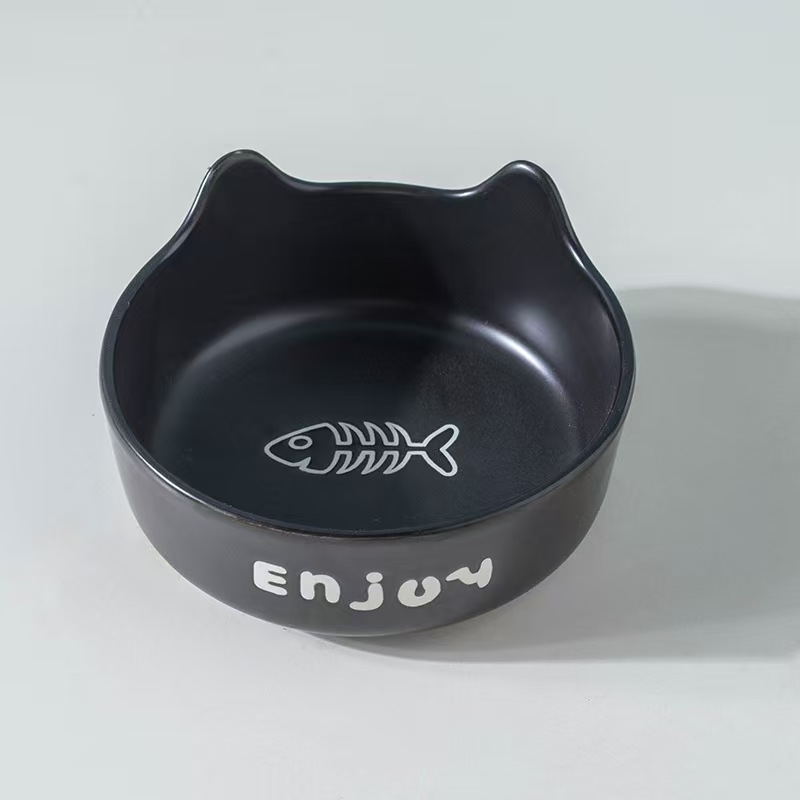 H1901 Tall ceramic cat and dog bowl, neck-protecting slow feeder with anti-choking design, spill-resistant pet bowl (suitable for cross-border e-comme