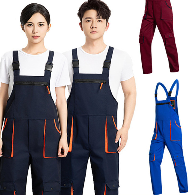 Bib Overalls Mens Work Clothes Plus Size Protective Coveralls Strap Jumpsuit Multi Pockets Uniform Work Dungarees Cargo Pants 240716