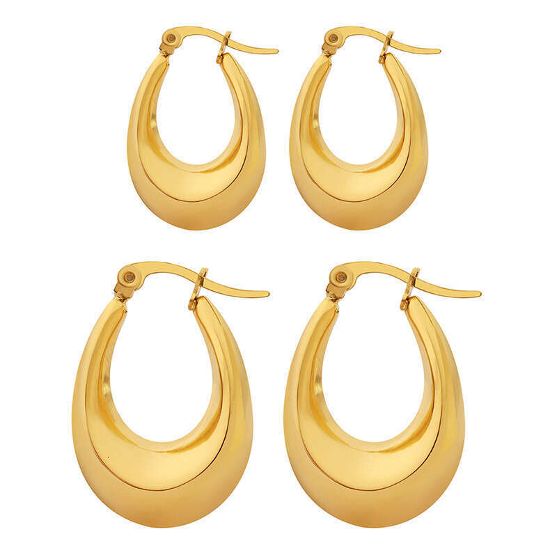 New Trendy Retro HK Style Exaggerated U-Shaped Earrings 18K Gold Plated Titanium Steel Non-Fading Women's Party & Daily Jewelry Christmas/Valenti