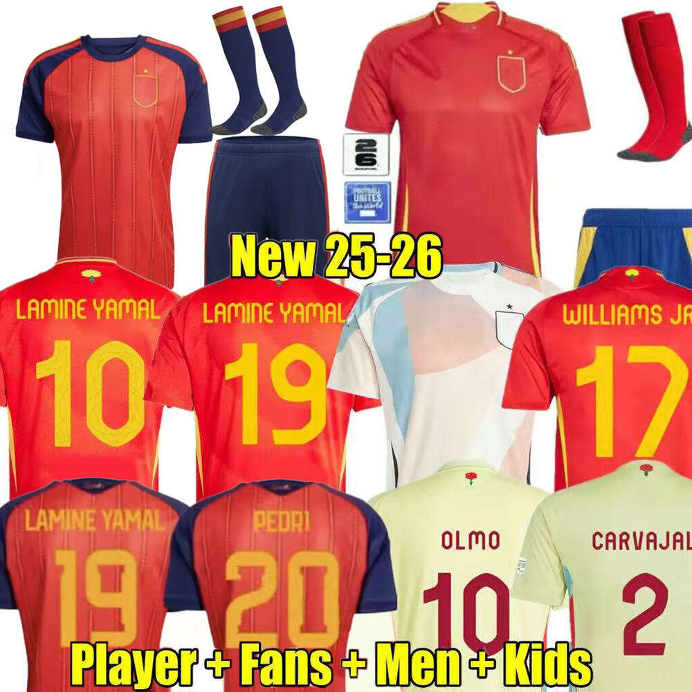 24 25 26 Spain soccer jerseys PEDRI 2025 2026 Espana MORATA CARVAL fans Player football shirt men woman kids kits OLMO FERRAN RODRIGO LAMINE YAMAL