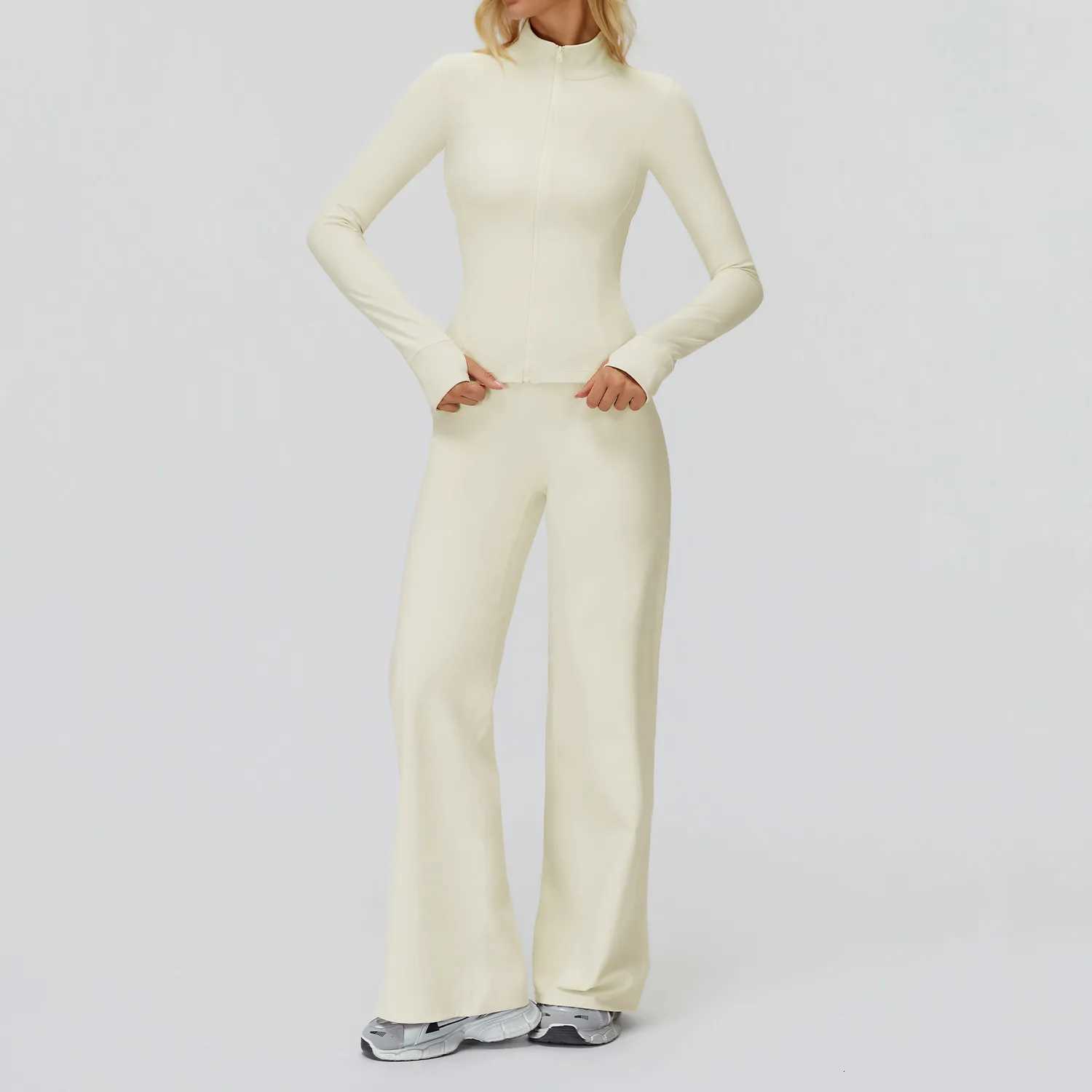 2PCS Yoga Set Workout Sets Women Sportswear Gym Clothing Fitness Zipper Long Sleeve High Waist Leggings Sports Suits Yoga Suitt251219