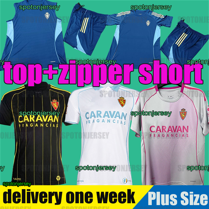 25 26 Soccer Jerseys Real Zaragoza RATON Mens 2025 2026 NARVAEZ ZAPATER BERMEJO FRANCHO Home Short Sleeve Football Shirts Adult Uniforms Men kids kit