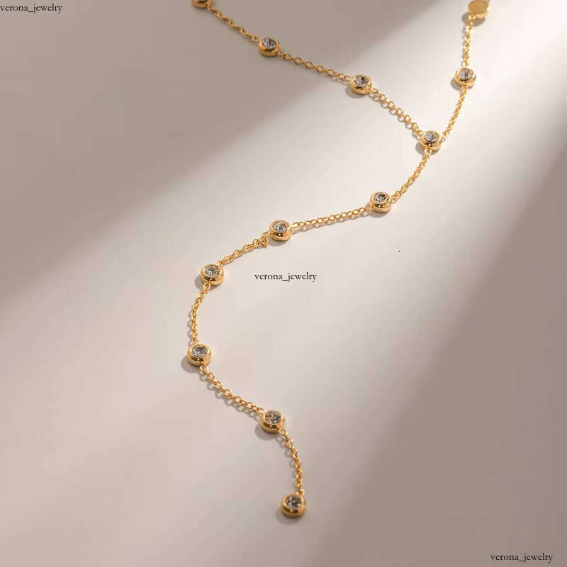 J & D Jewelry Exquisite 18K PVD Gold Plated Sterling Silver VVS Moissanite Long Y-Shaped Chain Necklace - view 7