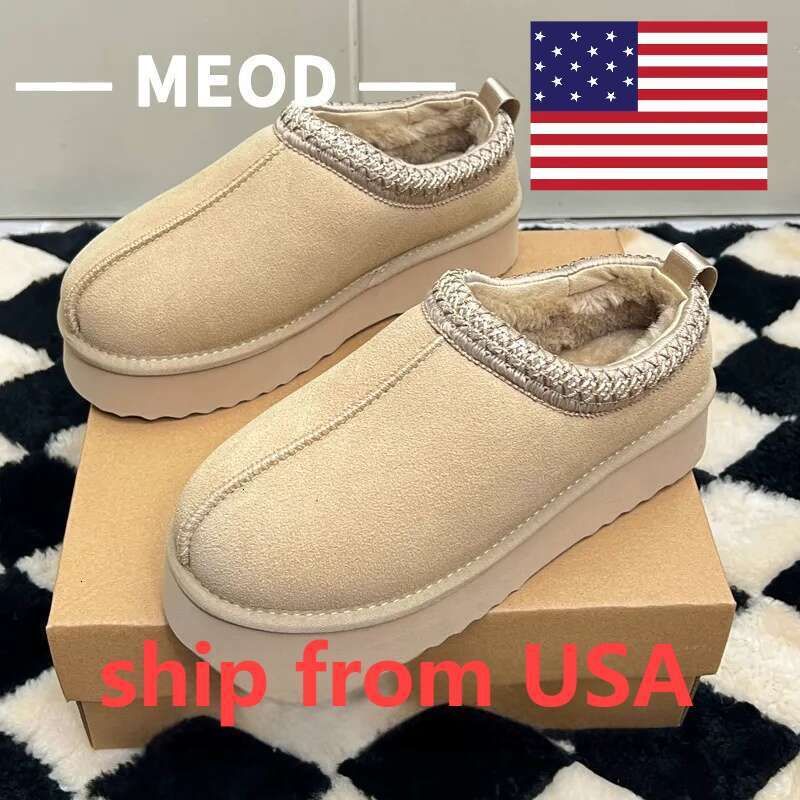 Slippers Shoes Platform Slides Snow Boots Designer Womens Tazz Scuffs Ultra Mini Chestnut Wool Fluffy Real Genuine Leather Women Fast Ship With Box dh