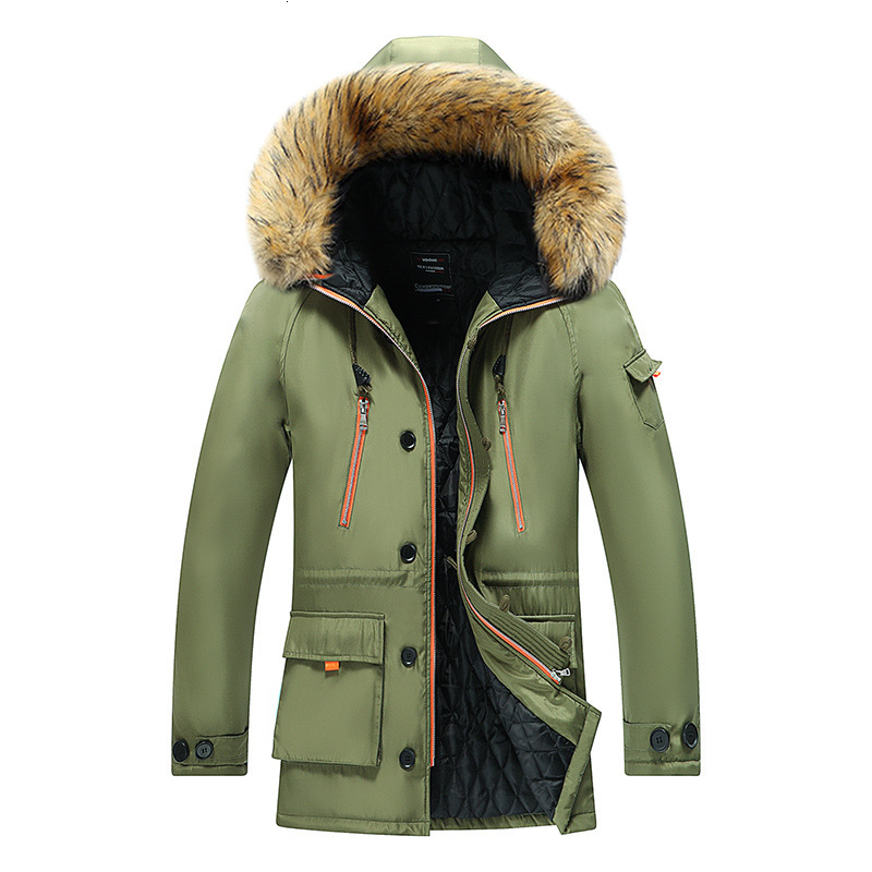 Autumn and winter mens plush cotton clothes medium and long hooded cotton clothes fashion mens casual mens thickened large coat 201023