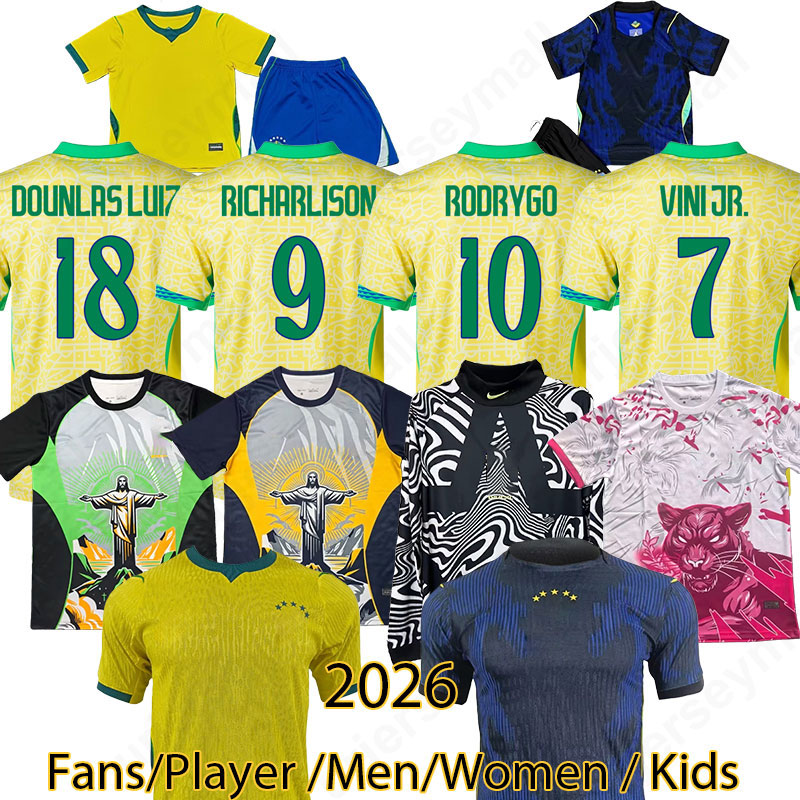 2026 World Cup Brazil Soccer Jersey MARQUINHOS BRUNO G RODRYGO Special Edition 2026 VINI JR RAPHINHA MARTINELLI Fans 4XL Players kids kit Jersey 11