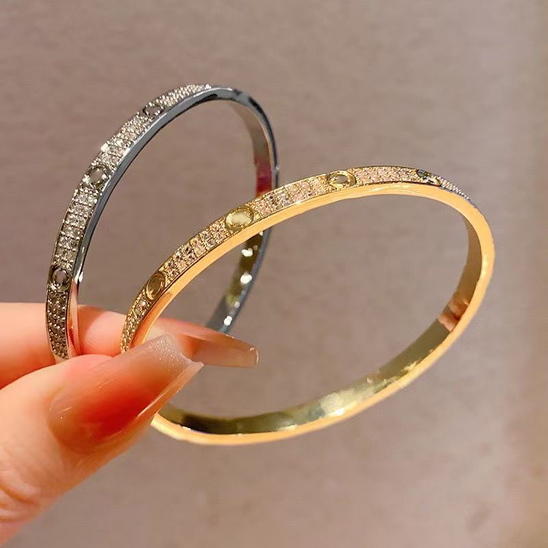 jewlery designer for women Simple Bracelet Full diamond with large diamond trendy bangel classic screwdriver pattern girls Valentine's Day Birthday Gift
