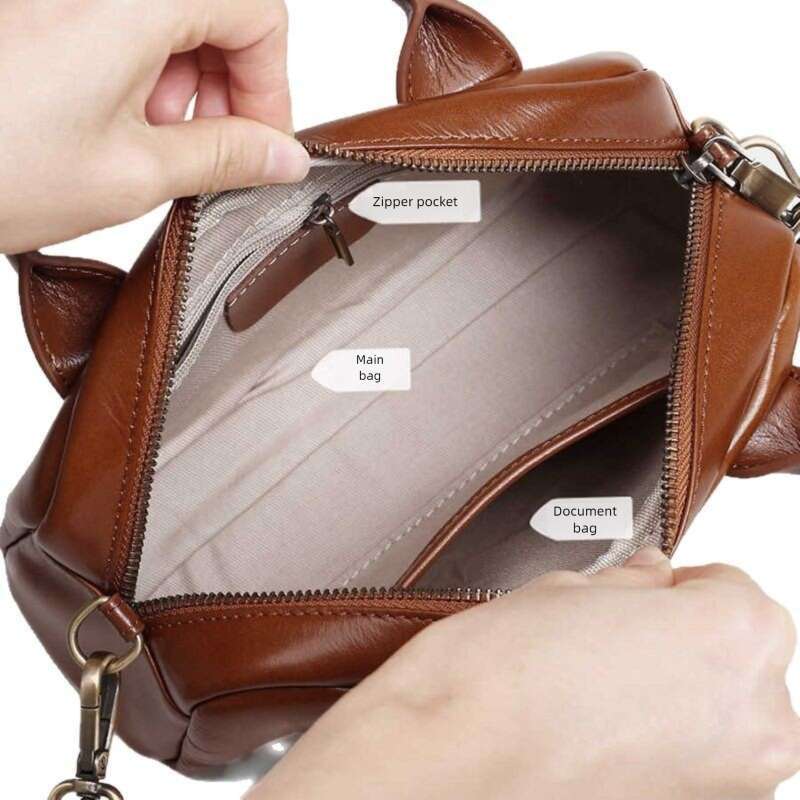 Luxury bag designer bag handbag Hobo top layer vegetable tanned cowhide pillow bag hand-held new trendy versatile leather Boston women's bag shou