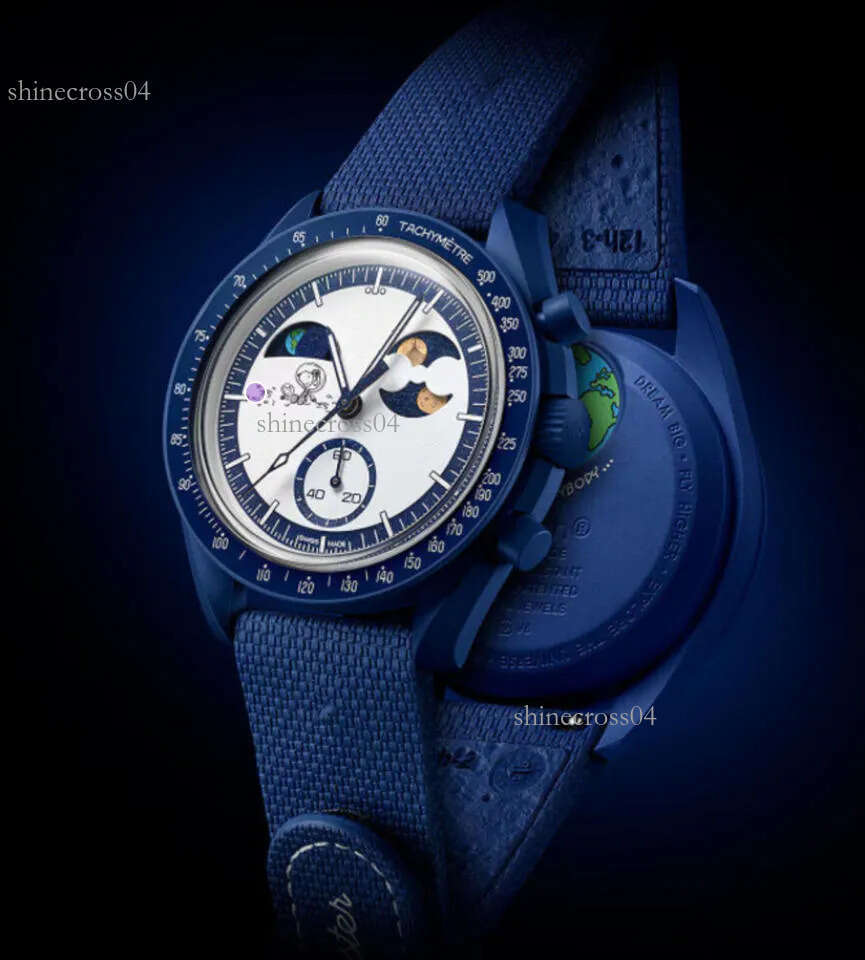moonswatche NEW Bioceramic Planet Moon Mens Watches Full Function Quarz Chronograph Watch Mission To Mercury NEPTUNE 42mm Nylon Luxury Watch Wristwatches 0d5