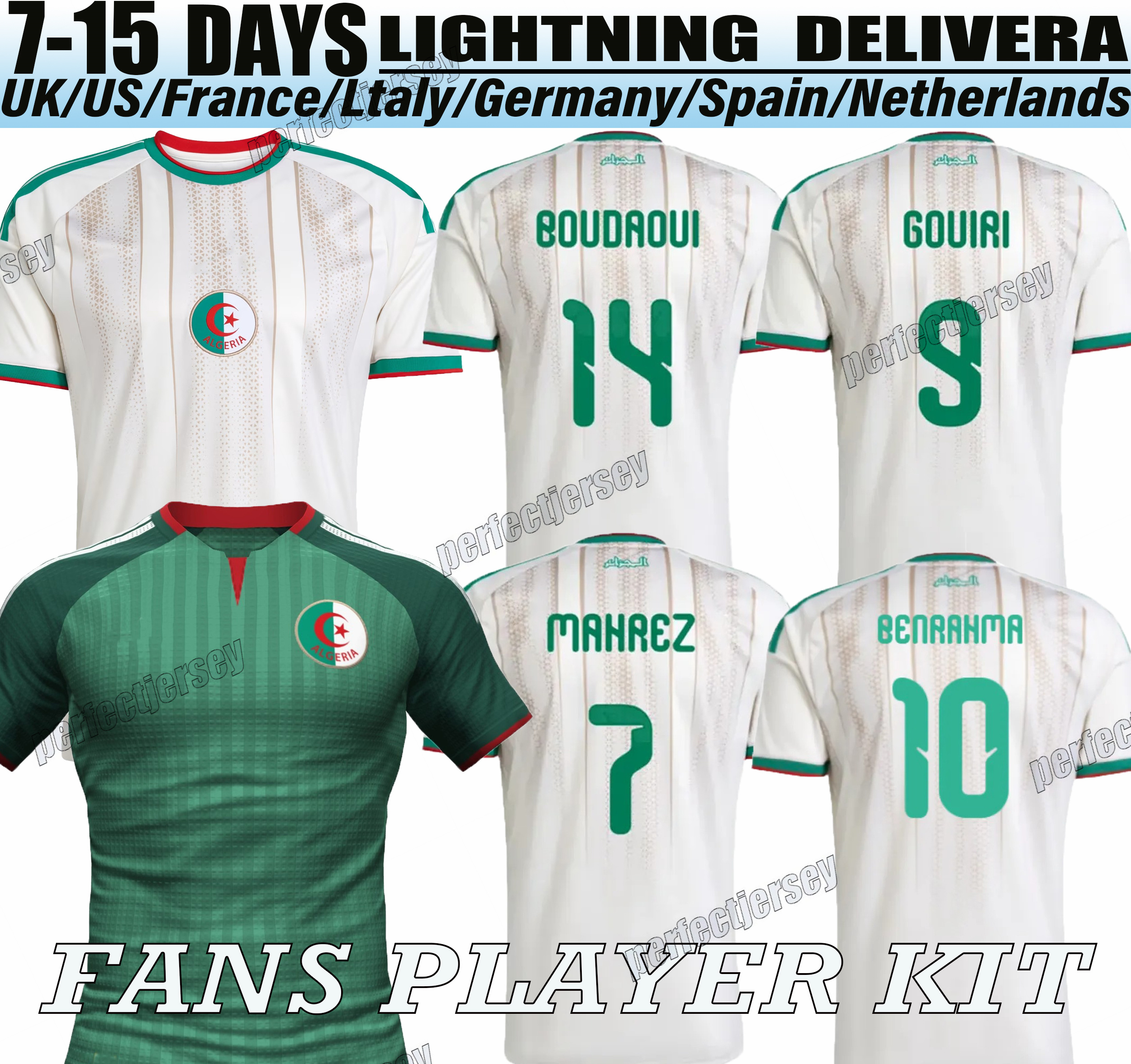 Algeria 2026 Soccer Jersey Gouiri Amoura Hadj Moussa Boudaoui Houssem Aouar Rayan Ait-Nouri Benrahma Ramiz Home Away Camisetas Football Shirt kid