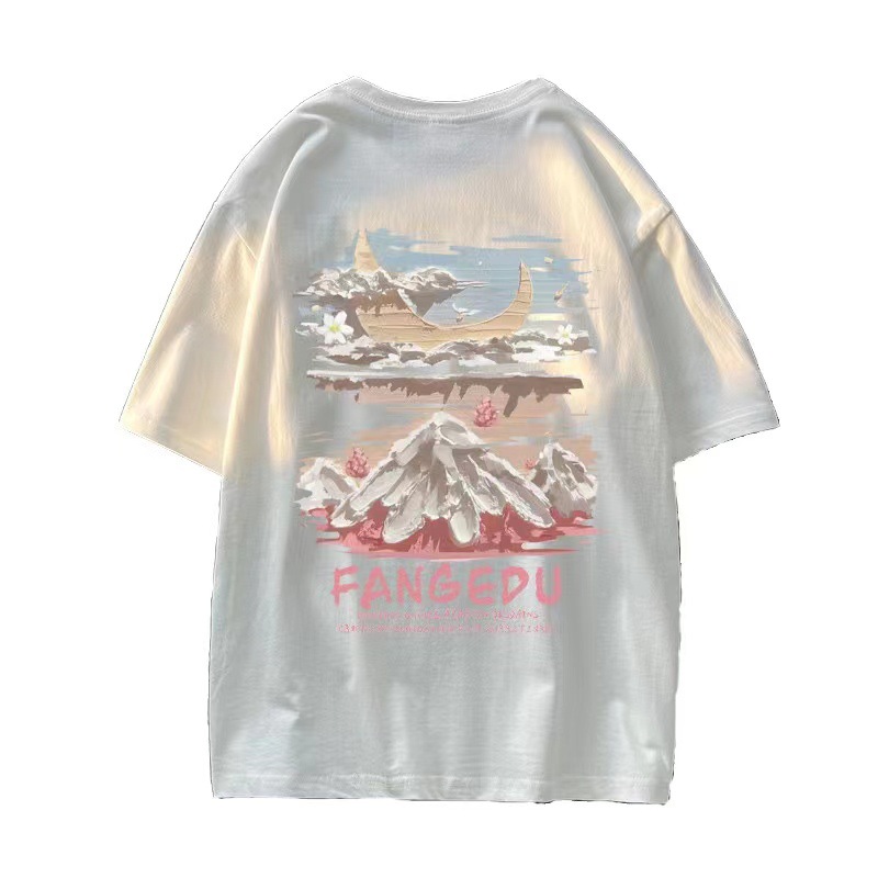 Men's Summer American Trendy Oversized Student Heavyweight Brand Big Size Short-Sleeve T-Shirt, Versatile Casual Tee
