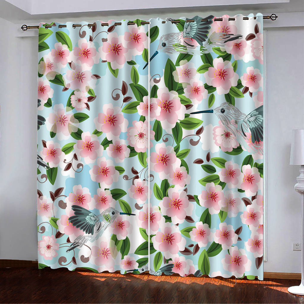 YL-37998 Floral Printed High-Density Blackout Curtain Available for Cross-Border Trade, 3D Digital Printing, Custom Designs Accepted.