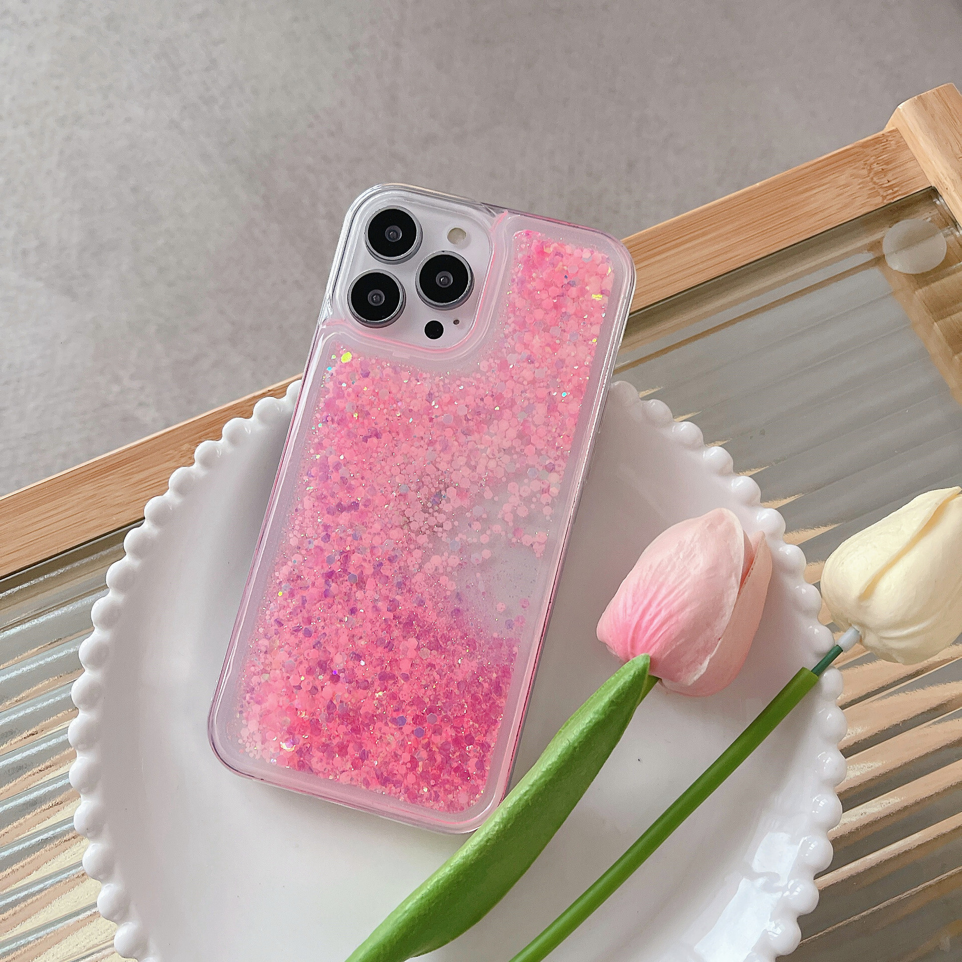 Creative Luminous Sand 17 Pro Max, Flowing Phone Apple 16, Glitter Slide Case for iPhone 15, Fluorescent
