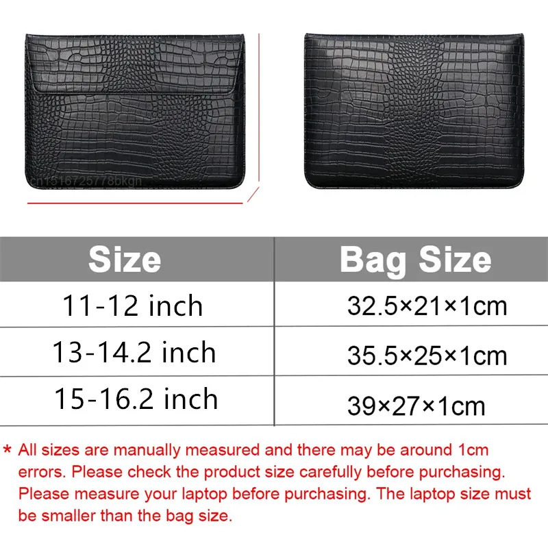 Crocodile Leather Flip Case Bag Laptop Sleeve for Macbook Air 13 14 15 16 Inch M5 M4 M3 M2 Chip Mac Book Pro Cover Accessories 251219