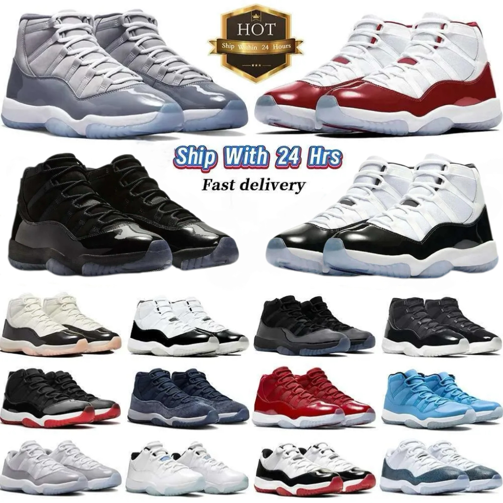 Top Quality Designer Sneakers 11 Cherry Mid Cut Basketball 11s Shoes For Men Women High Low Cement Green Bred Rose Gold Space Jam Outdoor trainers