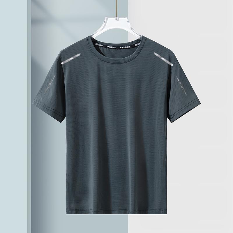 Men's Summer Quick-Dry T-Shirt, Loose Cool Breathable Stretch Big Size Sports Short-Sleeve for Gym & Running