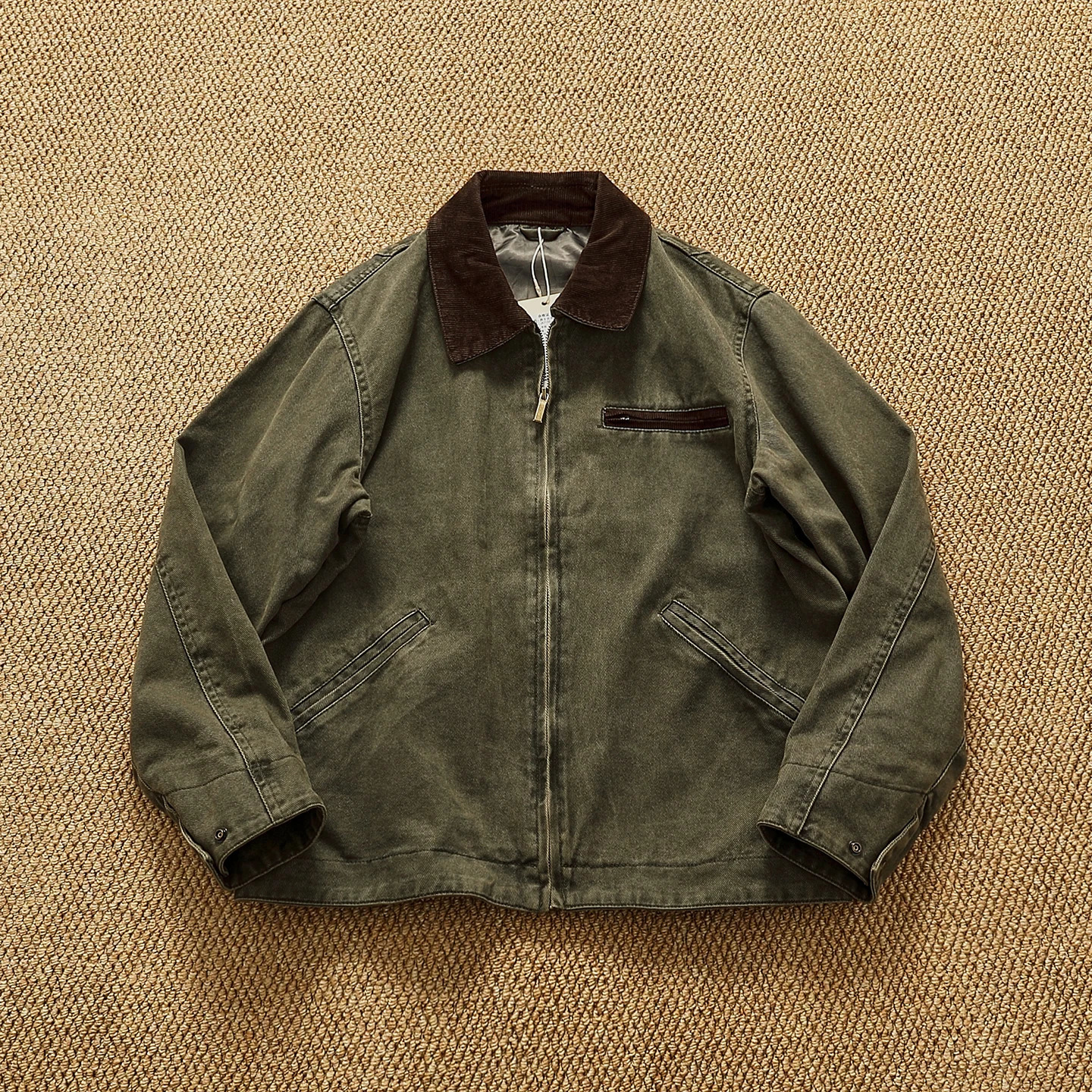 Twill Amekaji Workwear Jacket for Men American Vintage Casual Distressed Washed Denim Oversized TurnDown Collar 4XL 251219