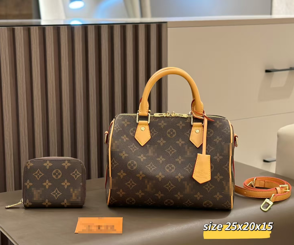 louisvuinton bag Designer Handbag Set with Shoulder Strap, Perfect for Women's Fashion Luxury Tote, Crossbody, and Wallet Combo,speedysoft Bag