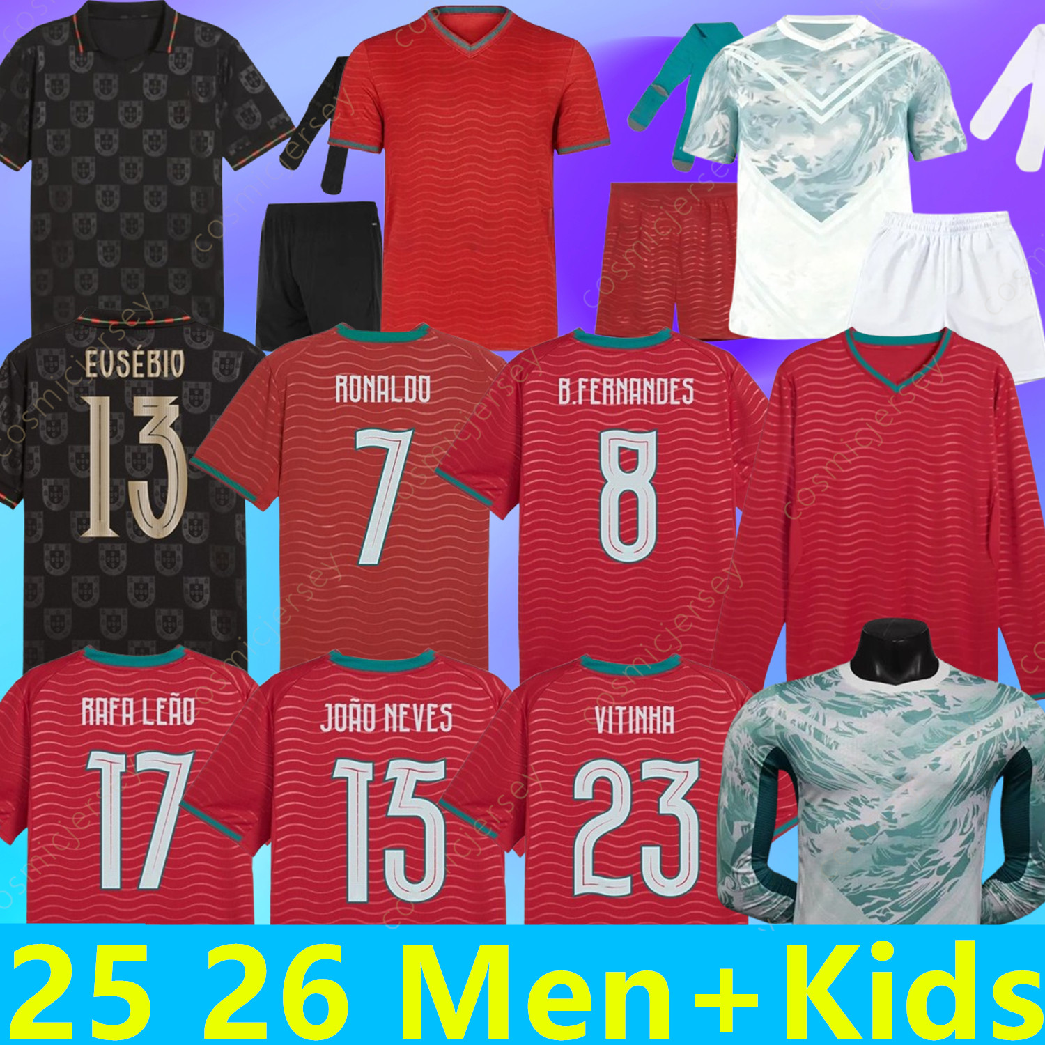 25 26 Portugal Special Edition JOAO FELIX RONALDO soccer jerseys N.MENDES RUBEN DIAS Football shirt G.RAMOS R. LEAO NETO VITINHA JOAO NEVES NETO RAMOS Kids Kit uniform