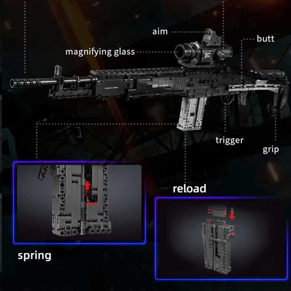 MOULD KING 14026 Ww2 Military Gun MK14 Battle Rifle Simulation Gun Model Building Blocks Weapon Bricks Toys Set for Kids Gifts G251122