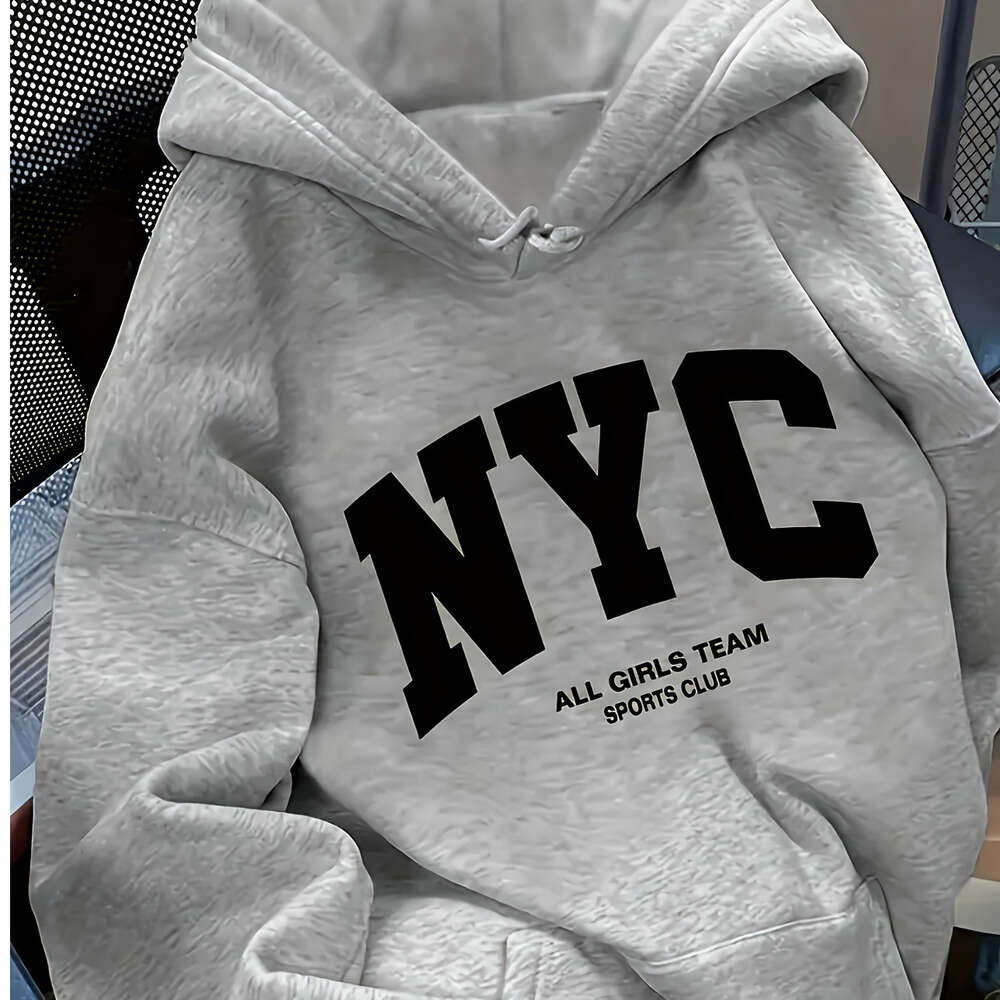 Fashion 2026 Autumn Fleece Thickened Sweatshirt With Kangaroo PocketHoodies Cheap Clothes For Women Graphic NYC Hoodie Dopamine Outfit Black Friday Sa