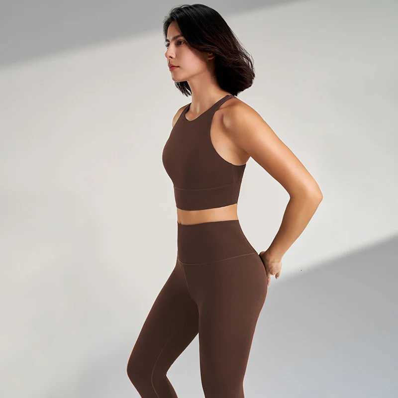 Naked yoga pants set of European and American yoga clothing high-waisted peach to lift the buttocks fitness suit female brat251219