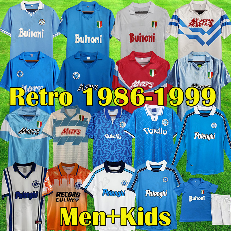 1987 1988 Napoli Retro Soccer Jerseys 98 99 Coppa Italia SSC Napoli Maradona 10 Vintage Calcio Napoli kits Classic Vintage Neapolitan Footba Shirts