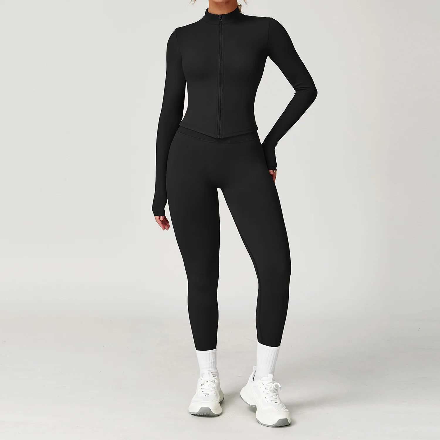Seamless Yoga Set Gym Clothes 2PCS Women Sportswear Yoga Suits Tracksuits Fitness Long Sleeved Jacket Sports Bra Gym Leggingst251219