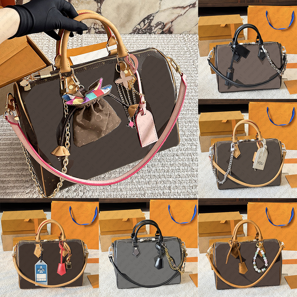 Designer Bag High Version Speddy bag 30CM Pillow Bags Shoulder Bag Women Leather Crossbody Bag Luxury Brand Embossed Tote Purse Brown Flower classic Vintage Handbag