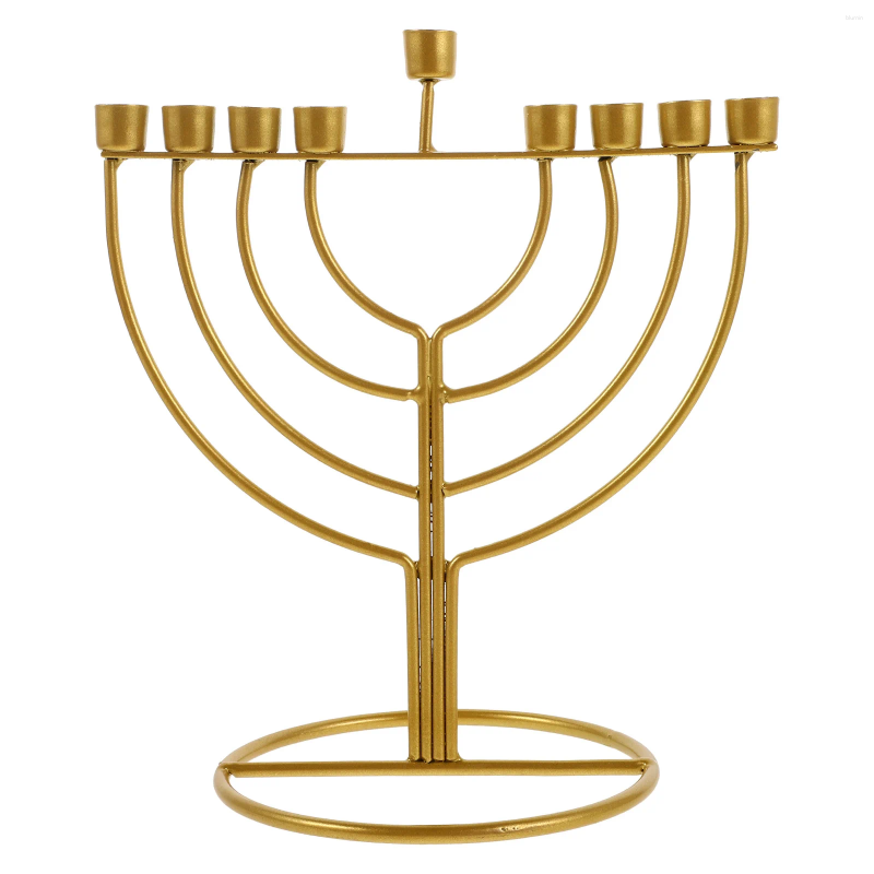 Candle Holders Hanukkah Menorah Holder 9-Branch Alloy Pillar Stand Tabletop Vintage Candelabrum Festival Candlestick Decor H260310