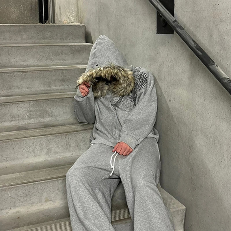 Fluffy Hat Hoodie Solid Color Casual Long Sleeve Hoodie Retro Coat Street Trend y2k 251213