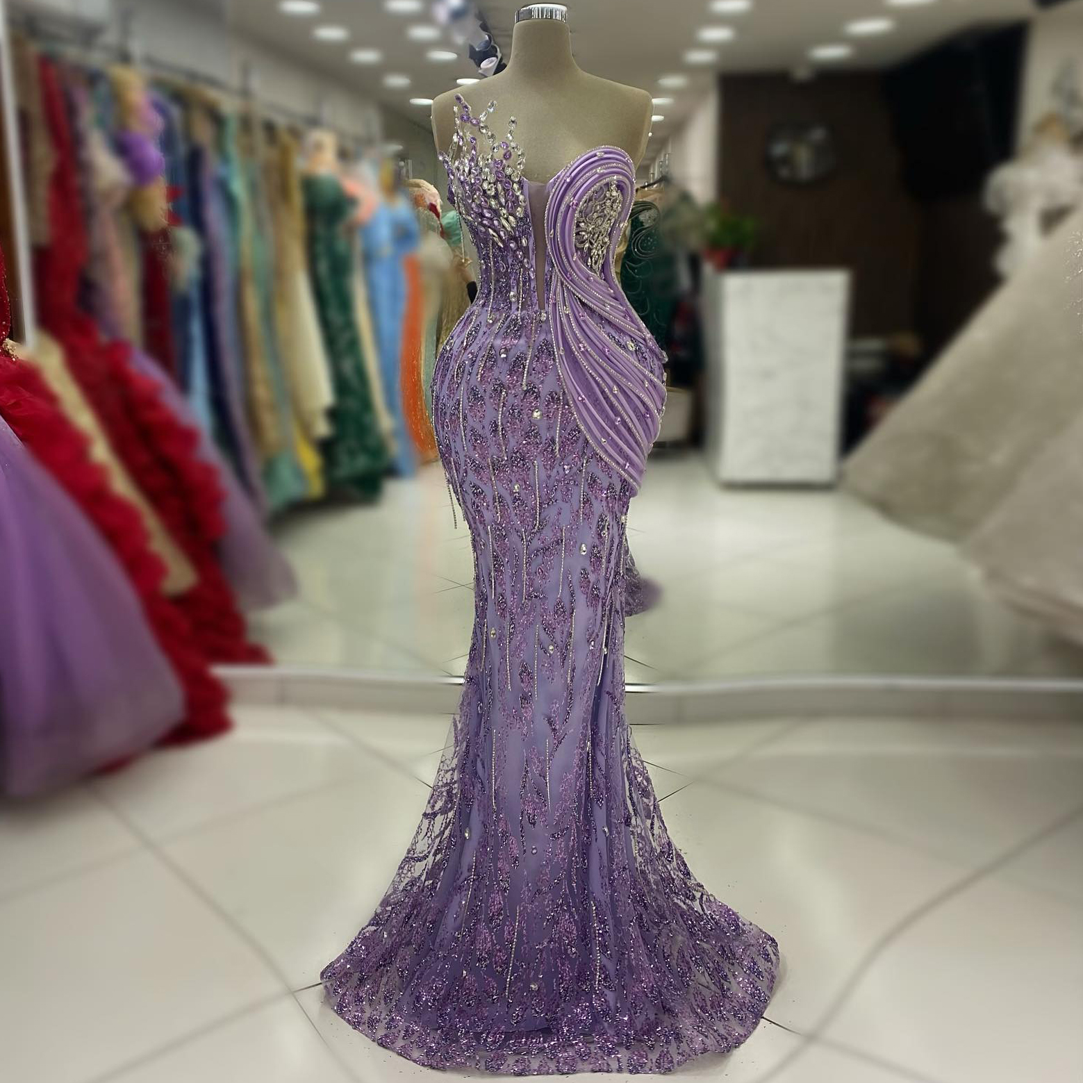 2026 New Customize Purple Party Dress For Weddings Robe De Soiree Aso Ebi Crystals Mermaid Prom Dress Tassels Beaded Evening Gowns
