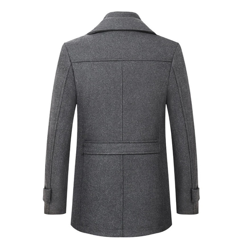 High quality mens wool coat medium length double collar winter plus cotton thickened 251219