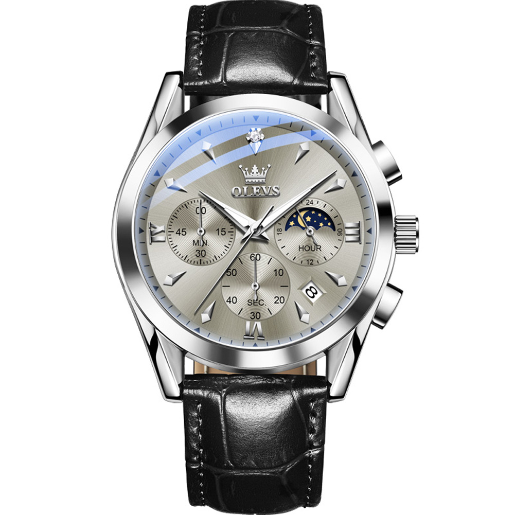 OLEVS Multi functional quartz watch for men Three disc six needle timer Light Luxury Business Luminous waterproof watch