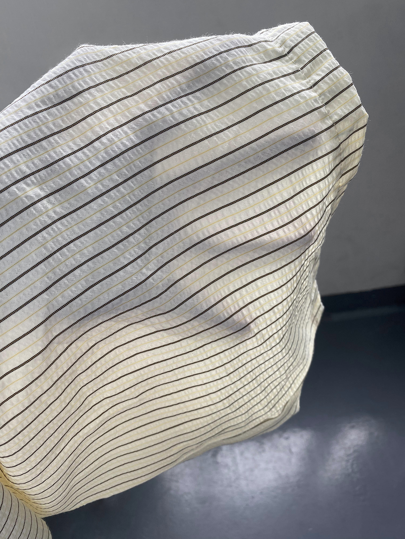 Women's Casual Office Commute Straight Leg Pants - Yellow Beige Striped Polyester Comfortable Trousers ---116